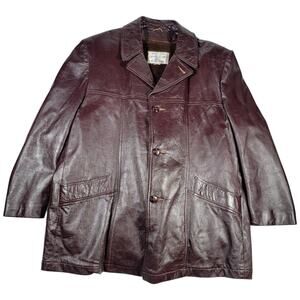 Vintage GRAIS Angel Skin Cabretta Leather Coat Mens 50 Brown Sherpa Lined Jacket